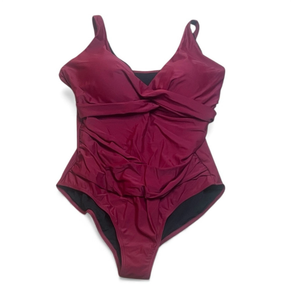 NWT Swimsuits For All Burgundy One Piece Swimsuit